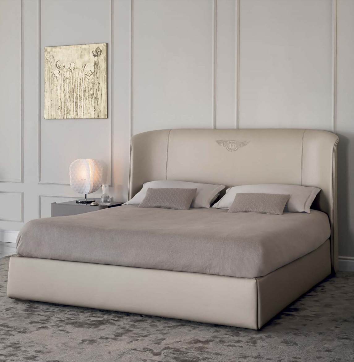 松兰意式轻奢bentley宾利款式皮艺床别墅酒店卧室1.8米双人床