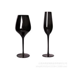 厂家批发黑领结红酒杯黑底高脚勃艮第水晶高脚杯黑色玻璃杯