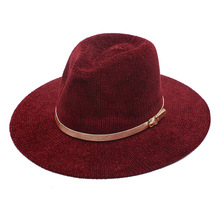 2021针织纯色光板礼帽雪尼尔保暖爵士帽男女款复古帽 Fedora Hat