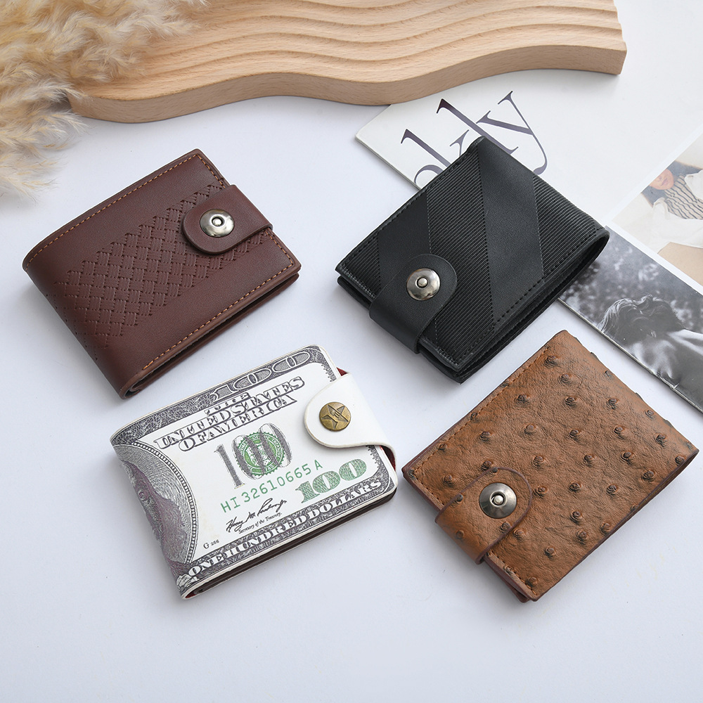New Twist Lock Men's Wallet PU Leather Business Driving License Bank Card Business Card Wallet Short Coin Purse Wholesale