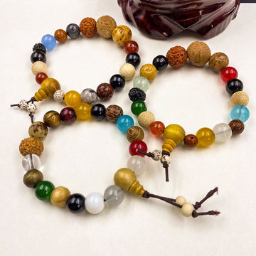 杭州灵隐寺十八仔手串同款木质多宝珠佛珠念珠菩提手链男女款通用