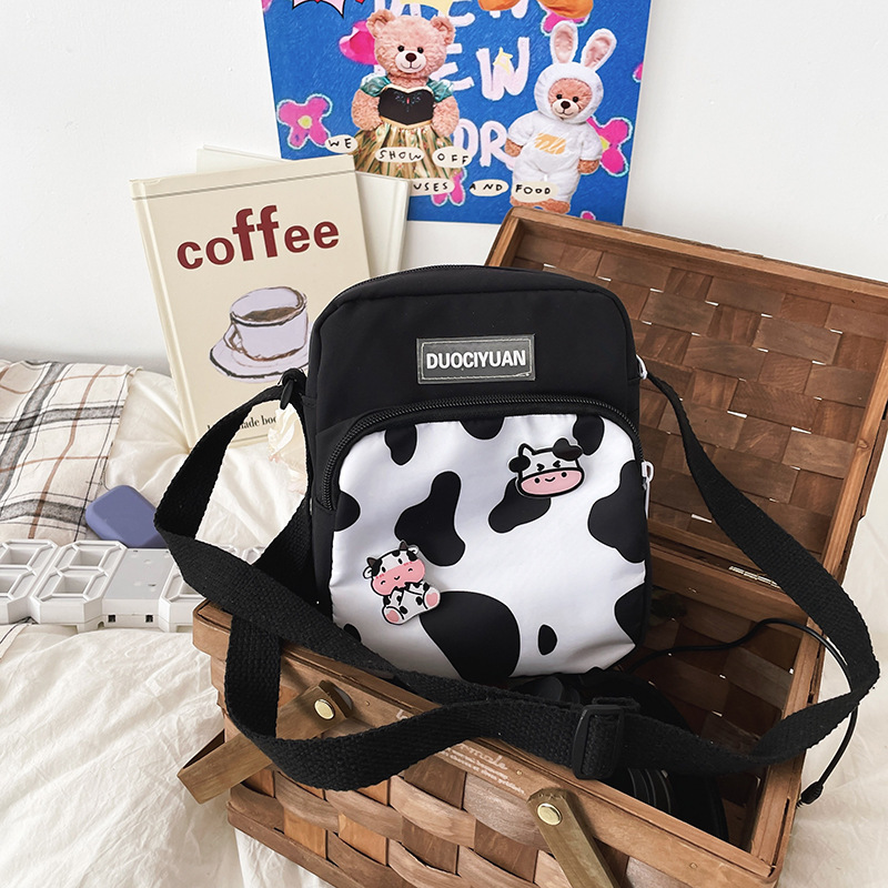 2021 New Japanese Ins Preppy Style Simple Cute Contrast Color Cow Polka Dot Soft Girl Student Small Bags Female