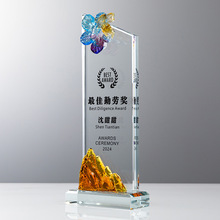 比赛颁奖奖项水晶杯奖品创意刻字优秀员工奖牌年会颁奖纪念品现货