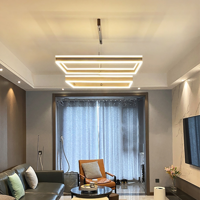 方形客厅灯2021年新款轻奢后现代简约大气大厅吊灯北欧风格主灯具