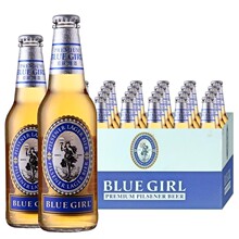 蓝妹啤酒韩国风味bluegirl国产黄啤330ml整箱装24玻璃瓶装拉格