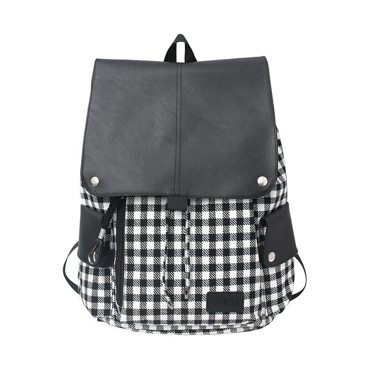 Houndstooth College Students Bag Female 2022 Autumn and Winter New Junior High School Student Backpack Outdoor Leisure Backpack