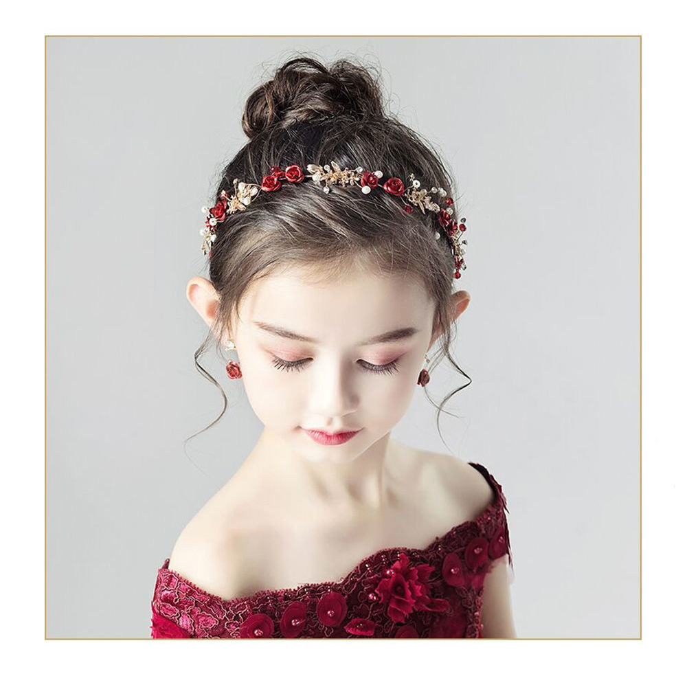 儿童头饰红色头花发夹花环女童发饰公主头箍韩版百搭女孩发箍发带