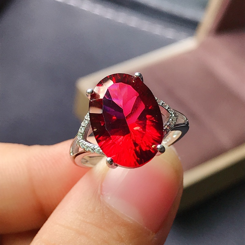 实物拍照 新来袭 天然鸽血红托帕石戒指 专业批发925