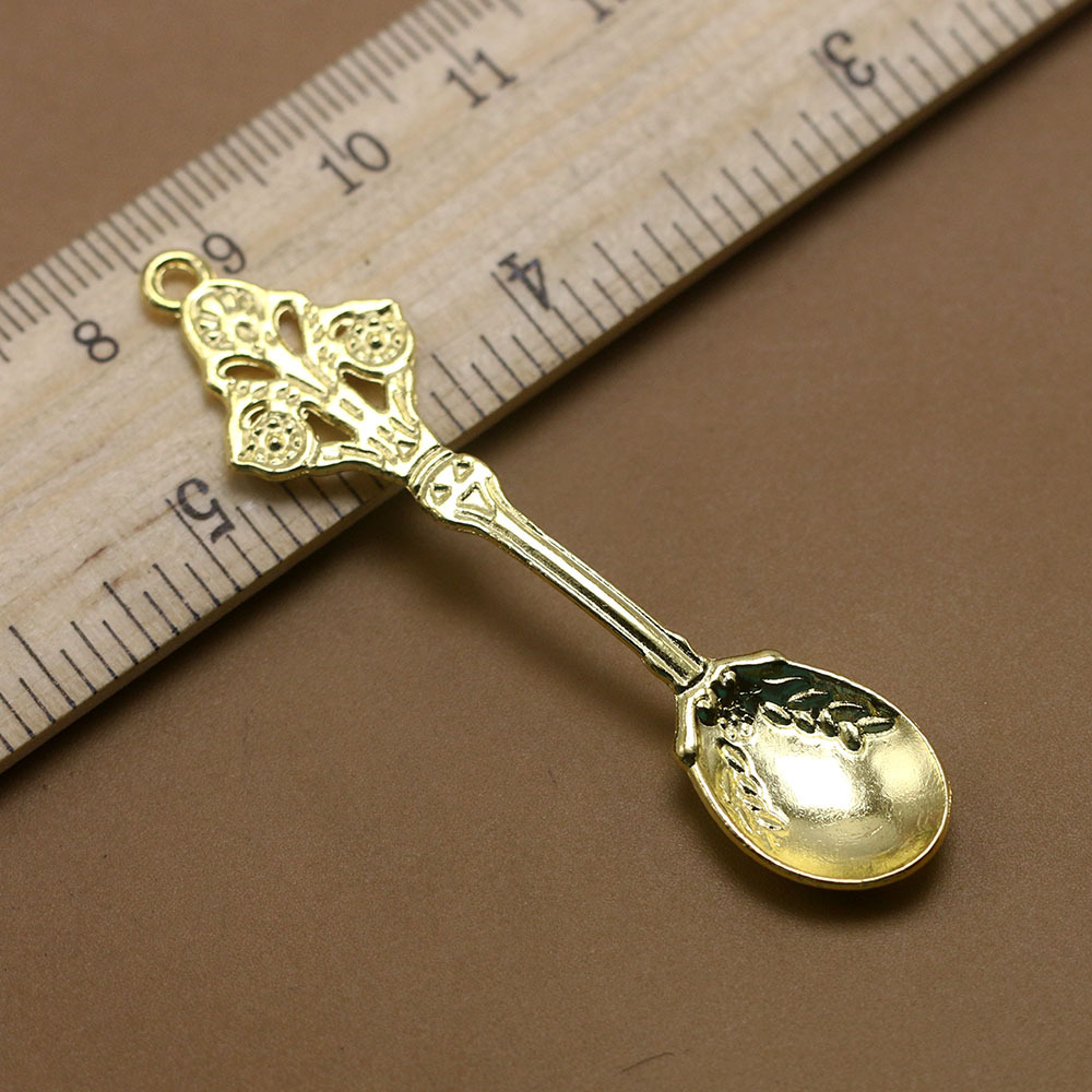 速卖通 63*15mm 金色花纹勺子餐勺 diy手工挂件 厂批发