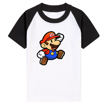 游戏马里奥超级玛丽短袖t恤 儿童圆领棉t恤卡通个性半袖夏季短袖