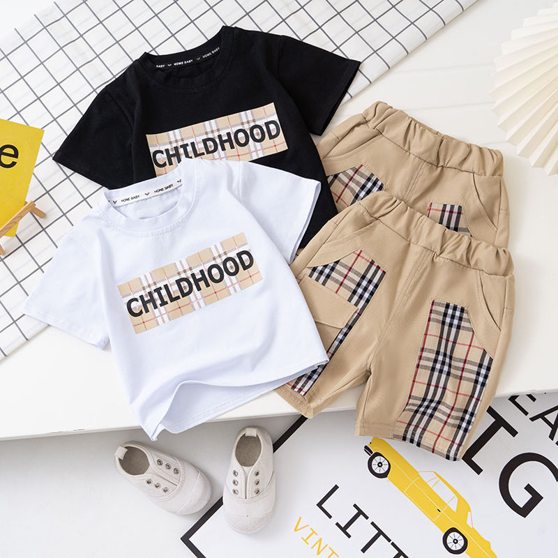 Summer Boys' New Suit Children's Short-Sleeved Shorts Two-Piece Set Infant Cotton Clothes T-shirt Fashion Printing Baby Clothes
