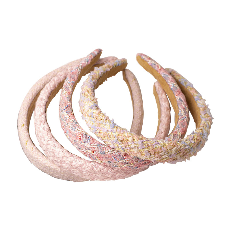 2022 Autumn and Winter New Woven Wool Classic Style Headband Korean Style Pink Sweet Headband Hair Accessories for Women