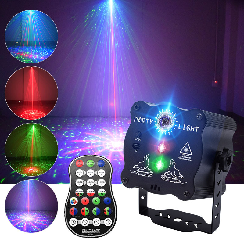 New Mini Laser Light Stage Lights KTV Bar DJ Voice-Activated Flash Lamp Decoration Starry Sky Projection Lamp Ambience Light