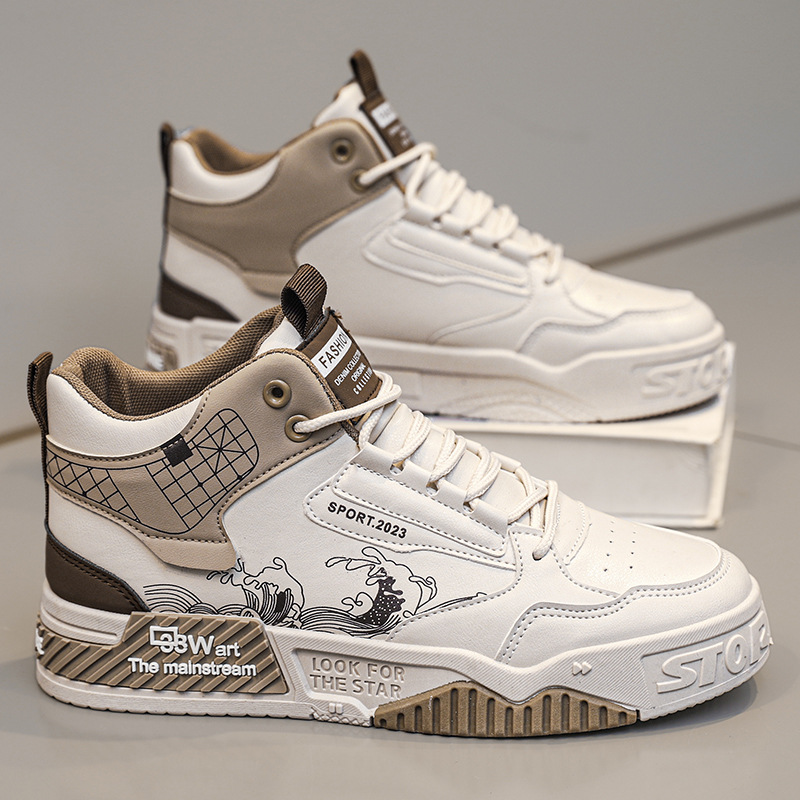 国潮男鞋春秋小众原创百搭增高小白板鞋夏季休闲运动莆田高帮潮鞋