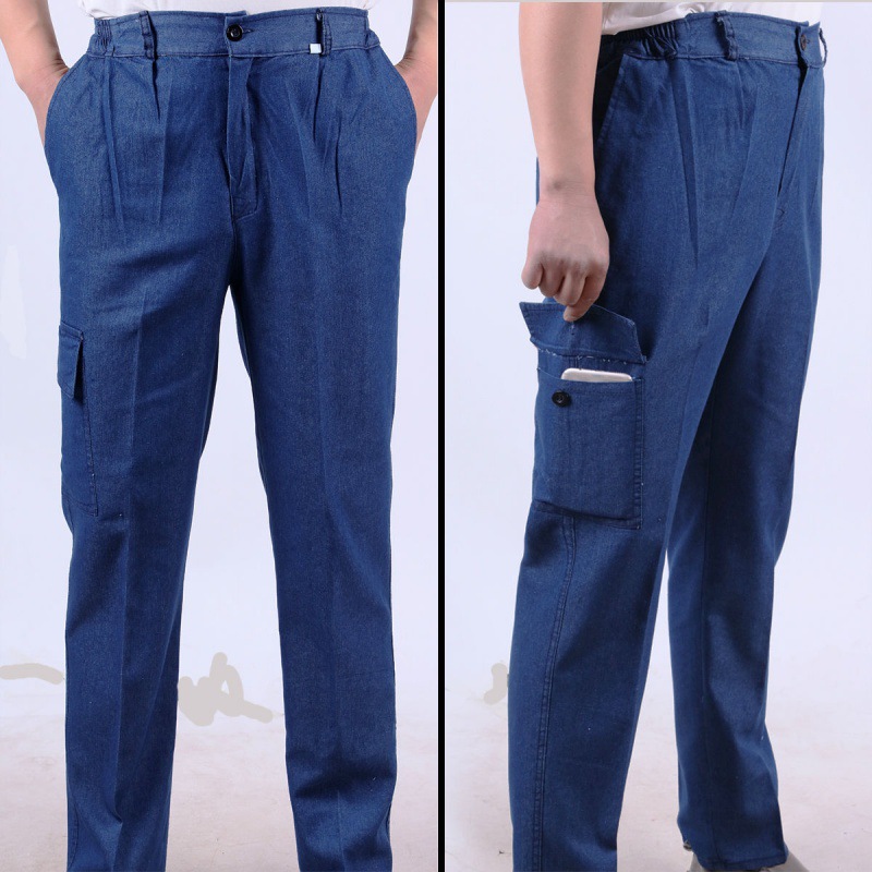 Work Pants Men's Summer Work Clothes Men's Thin Suit Pants Denim Labor Protection Welding Anti-Scald Work Clothes