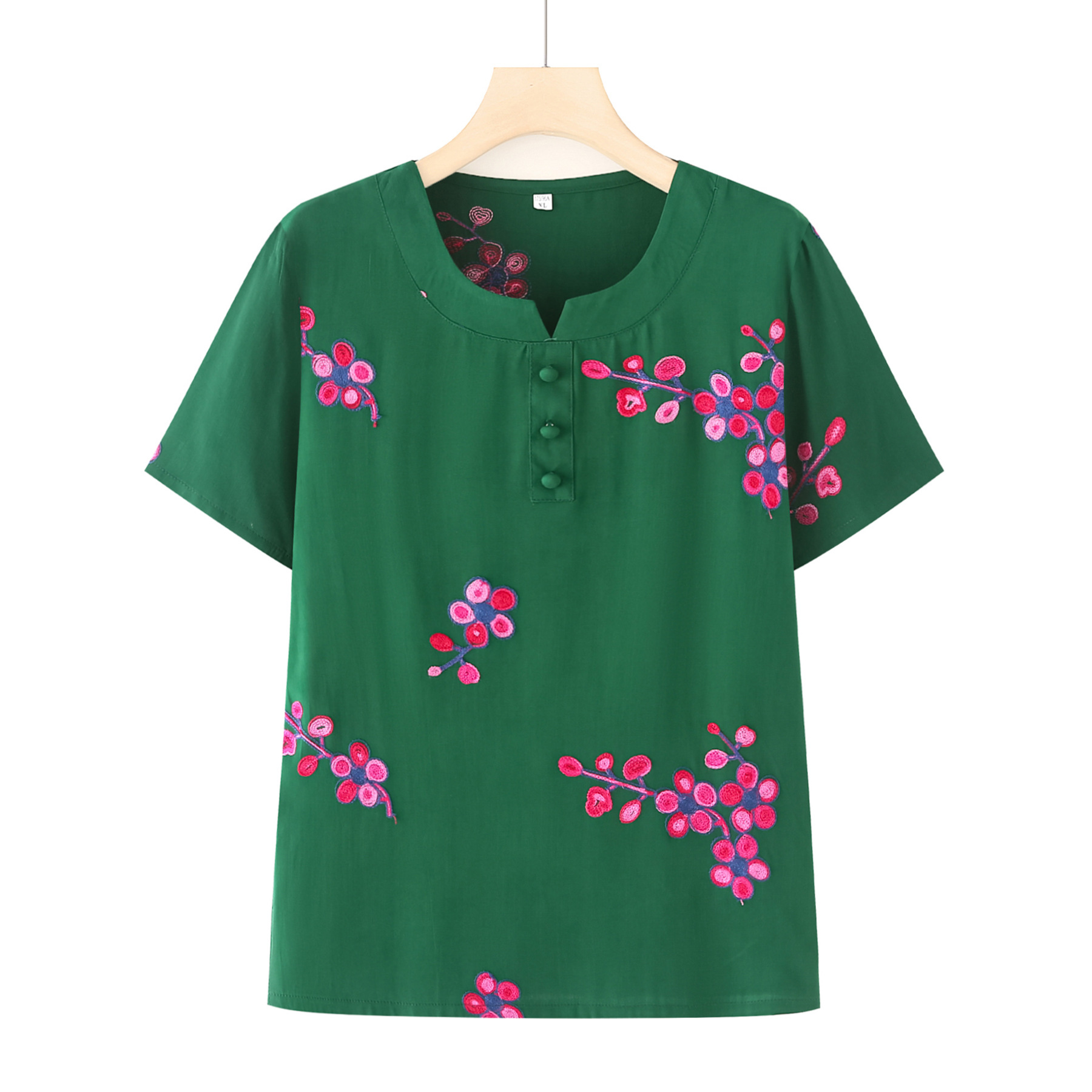 中老年人女装奶奶夏装短袖t恤老奶奶宽松衣服妈妈装夏季圆领上衣