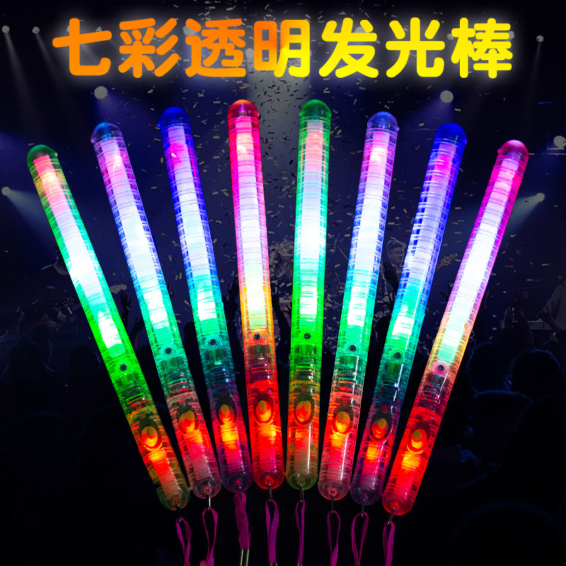 Large Transparent Glow Stick Colorful Light Stick Water Wave Stick with Rope Stick Concert Stall Luminous Toy