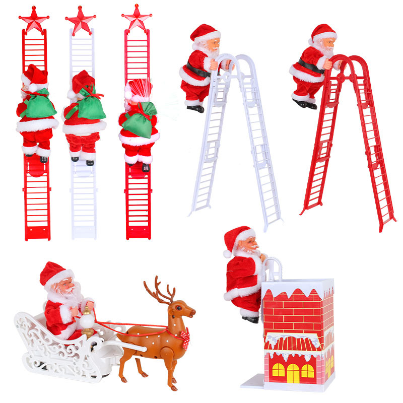 Christmas Ornament Creative Electric Ladder Santa Doll Toy Christmas Gift Shopping Mall Holiday Decoration