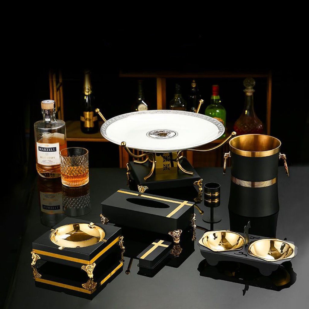 不锈钢摆台用品ktv酒吧台面专用点心架果盘架烟灰缸纸巾盒话筒架