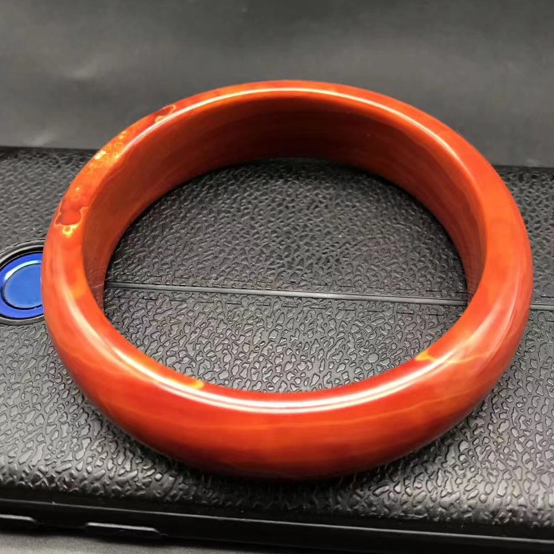 巴西玛瑙手镯 战国红玉髓 圆条 扁条手镯 手饰 礼品