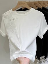 新中式白色短袖t恤女2024新款轻国风宽松打底衫气质上衣夏季