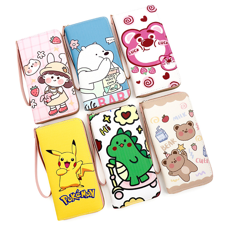 New Cute Long Cartoon Wallet Student Only Large Capacity Multiple Card Slots Zipper Mobile Phone Bag Clutch