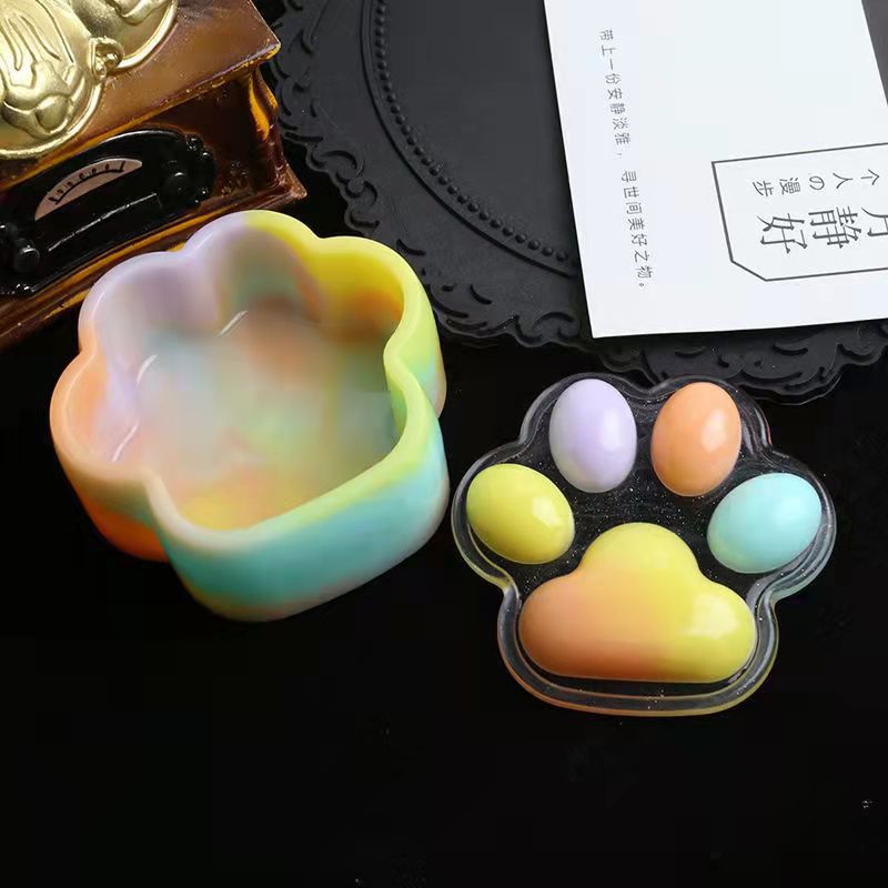 猫爪收纳盒模具diy水晶滴胶卡通猫爪盒子收纳摆台装饰品硅胶模具