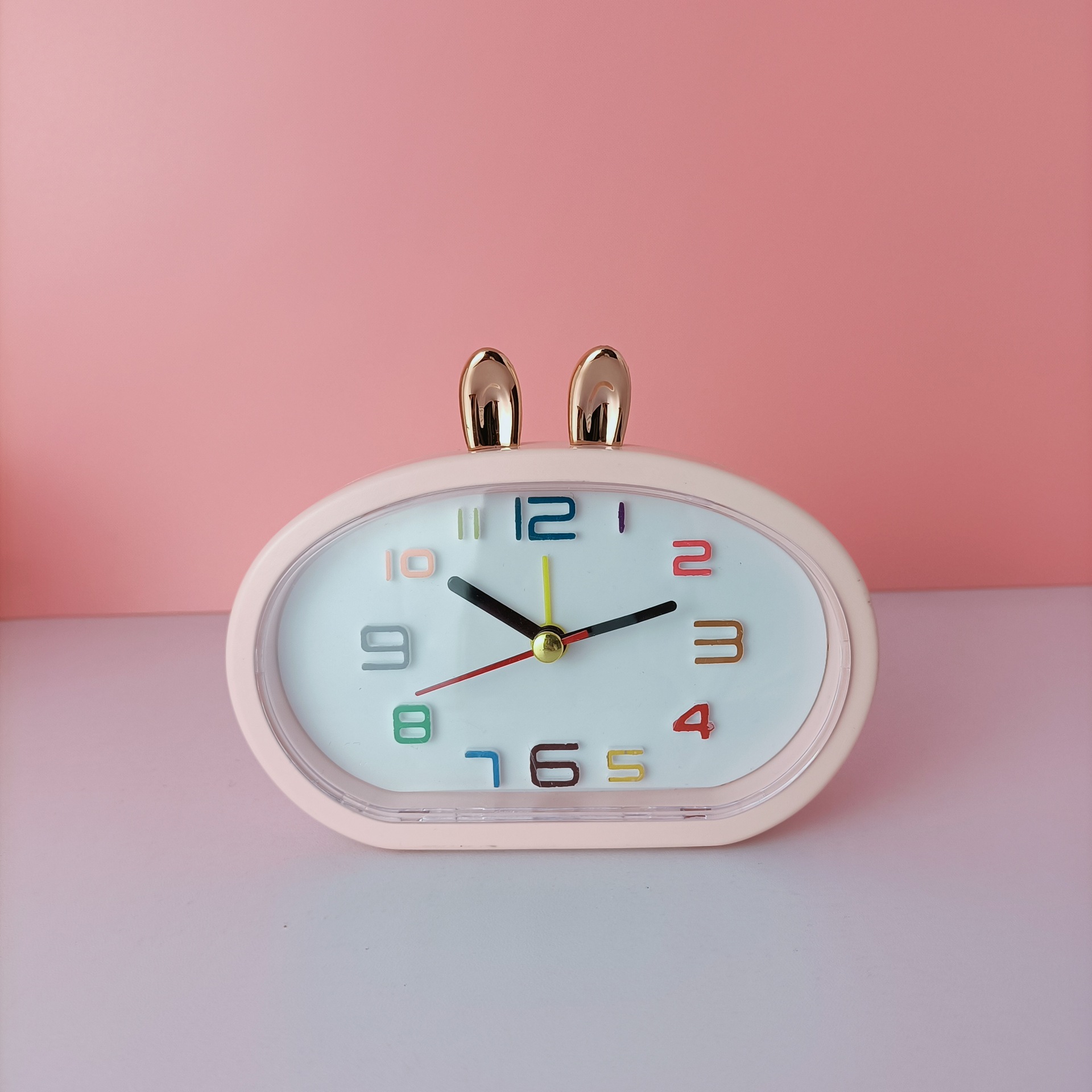 cartoon bunny small night lamp clock three-speed mini small timepiece fresh alarm clock creative furnishings office student