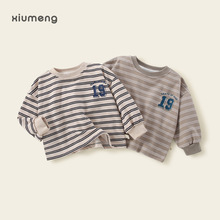 儿童条纹打底衫 2-7岁秋季韩国童装男童数字简约T恤小童秋装