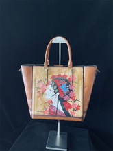 中国风小众设计师手工手绘花旦美女复古国潮手提大容量包包