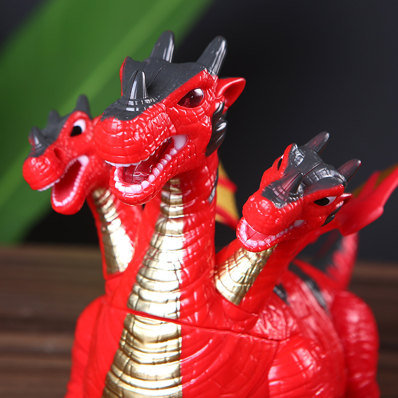 儿童电动变形恐龙机器人万向行驶灯光音乐会动的三头火龙模型玩具