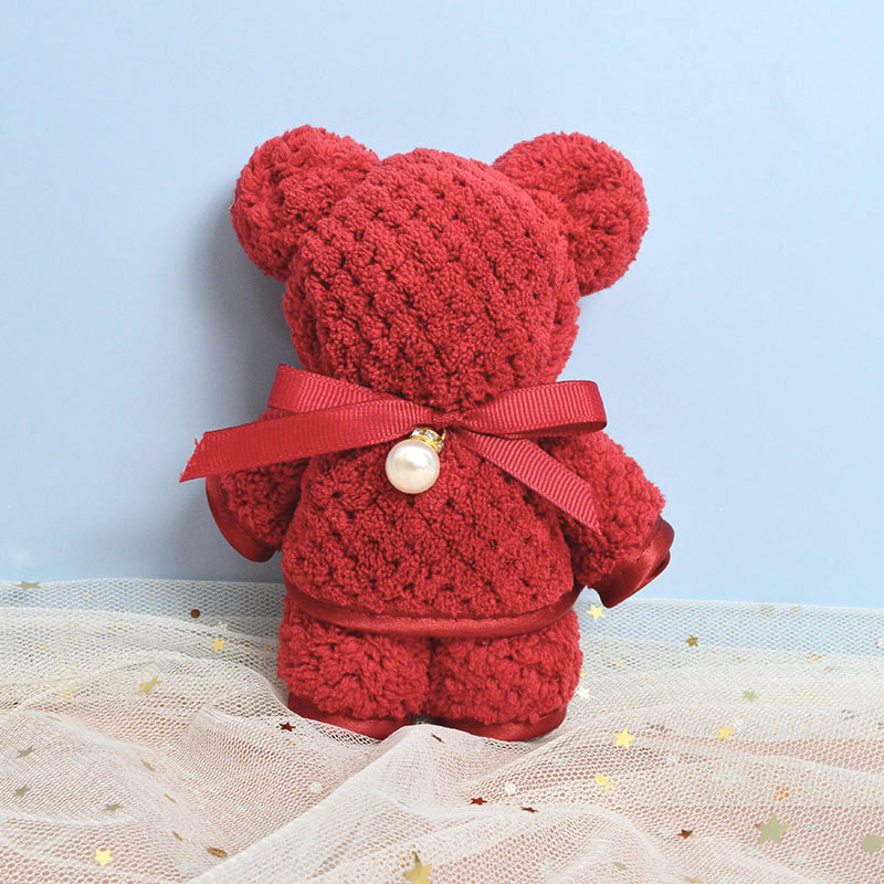 Bear Towel Square Washcloth Gift for Wedding Wedding Shop Candy Wedding Celebration Red Women's Day New Years's Banquet Gift Wholesale