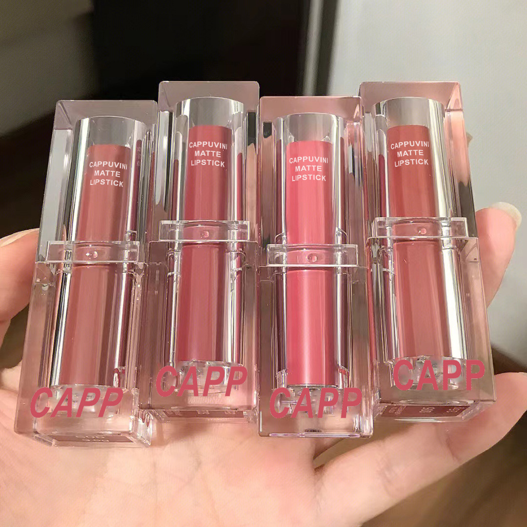 cappuvini卡泡维妮透明亚克力口红不沾杯哑光学生女平价唇膏批发