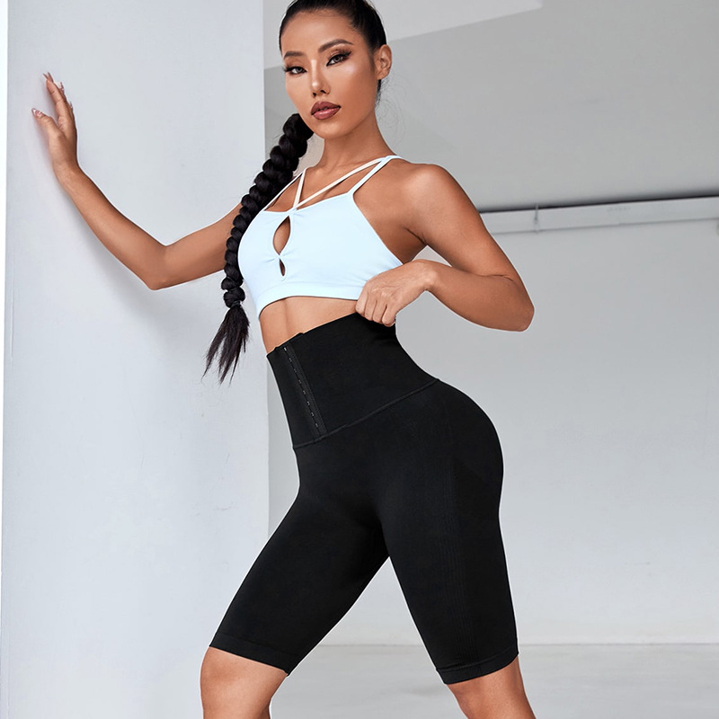 Europe and America Cross Border New Breasted Girdle Yoga Pants Workout Cropped Pants Peach Hip Raise Running Sports Tights