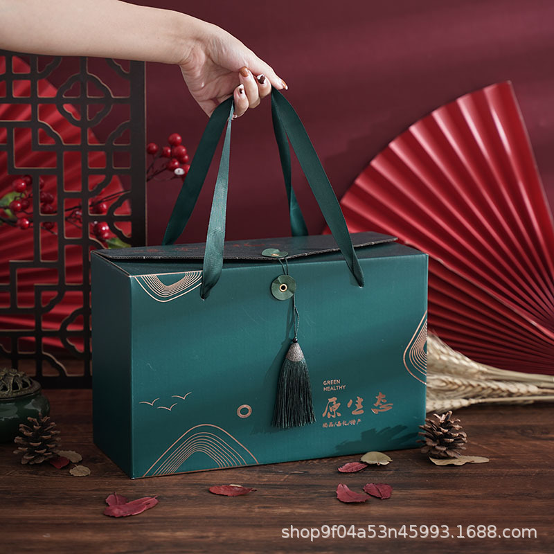 New Year Gift Box Box Honey Tea Nuts Red Dates Shanzhen High-End New Year Gift Bag Handbag in Stock