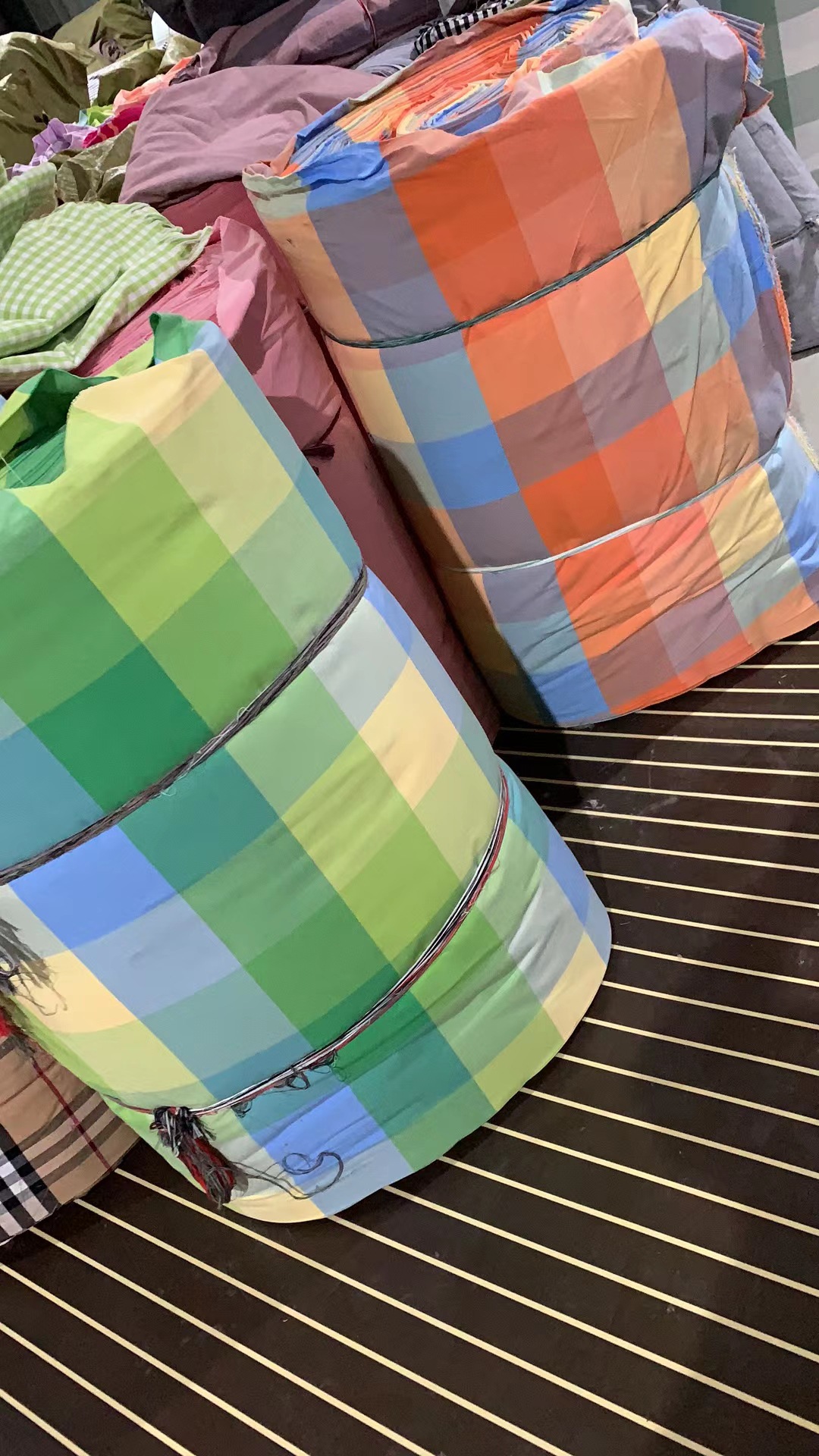 厂家批发山东纯棉老粗布布料布匹2.5m条纹格子精梳棉色织加密布卷