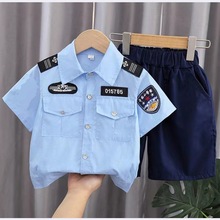 儿童警常服夏装短袖套装男女童小孩衣服警官服小宝宝警训练演出服