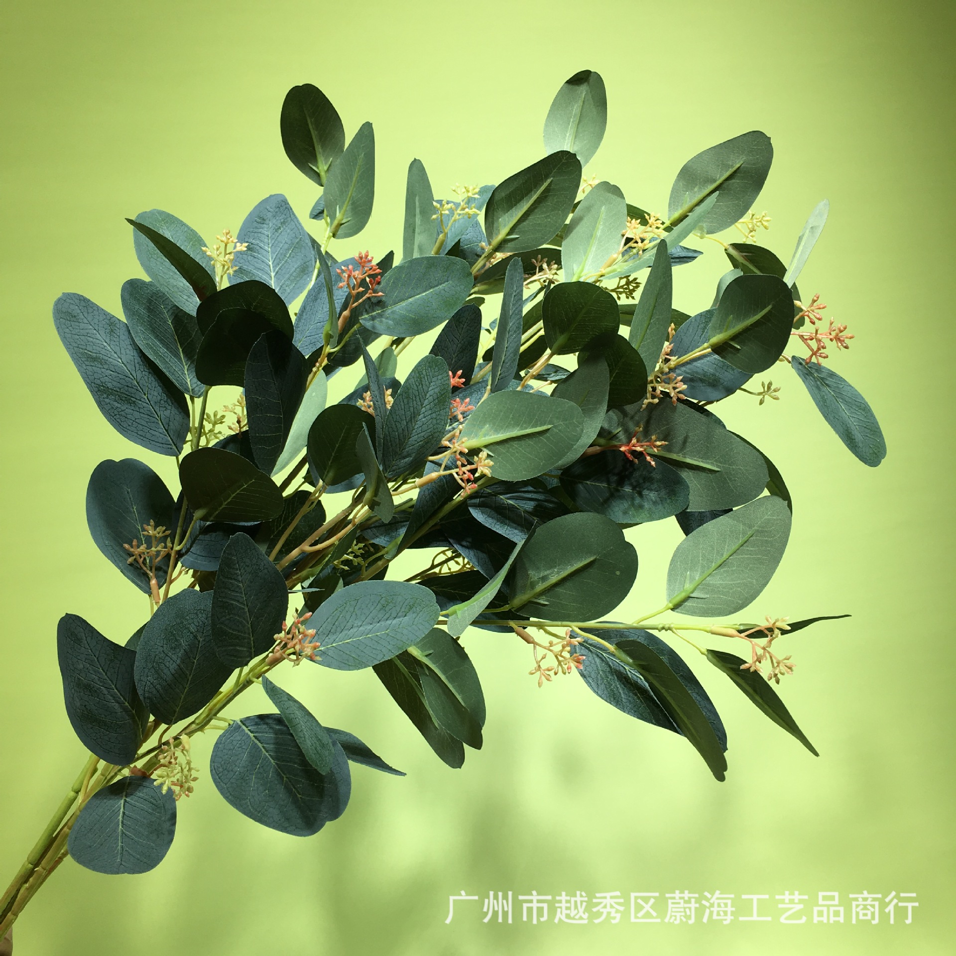 仿真尤加利叶室内植物单支巴黎带果桉树叶背景家居装饰婚庆路引