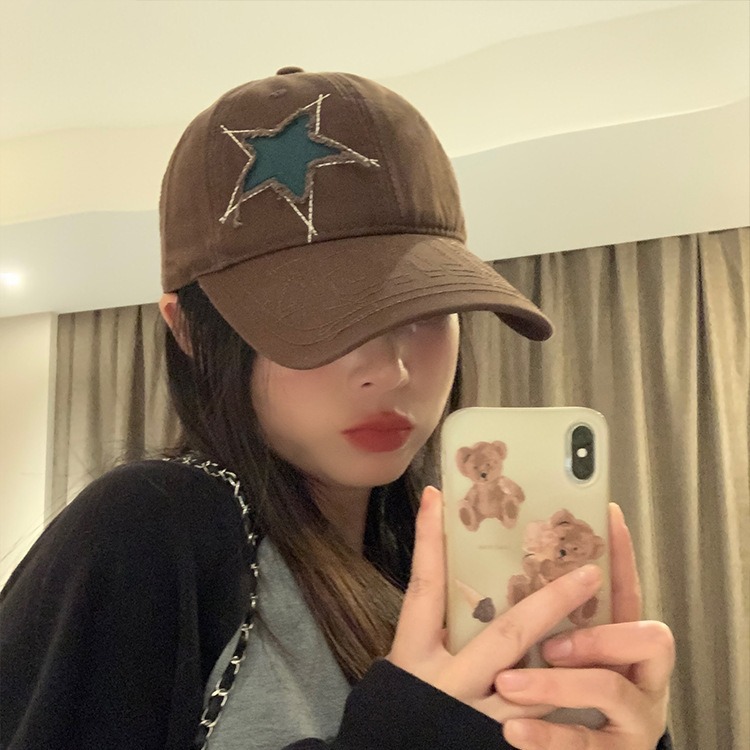 复古棒球帽女星星做旧潮流百搭欧美嘻哈情侣深顶显脸小鸭舌帽子
