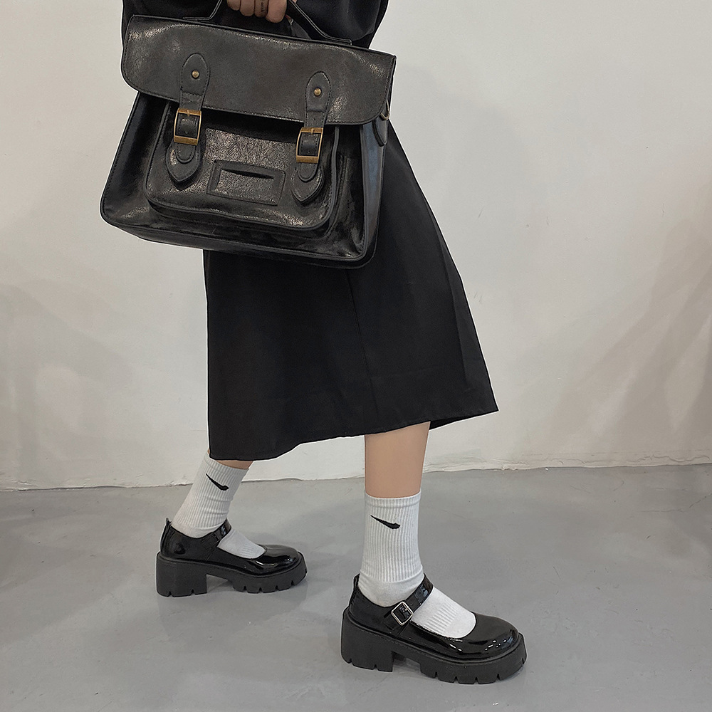 圆头小皮鞋女英伦风2021新款春季日系jk制服厚底韩版淑女玛丽珍鞋
