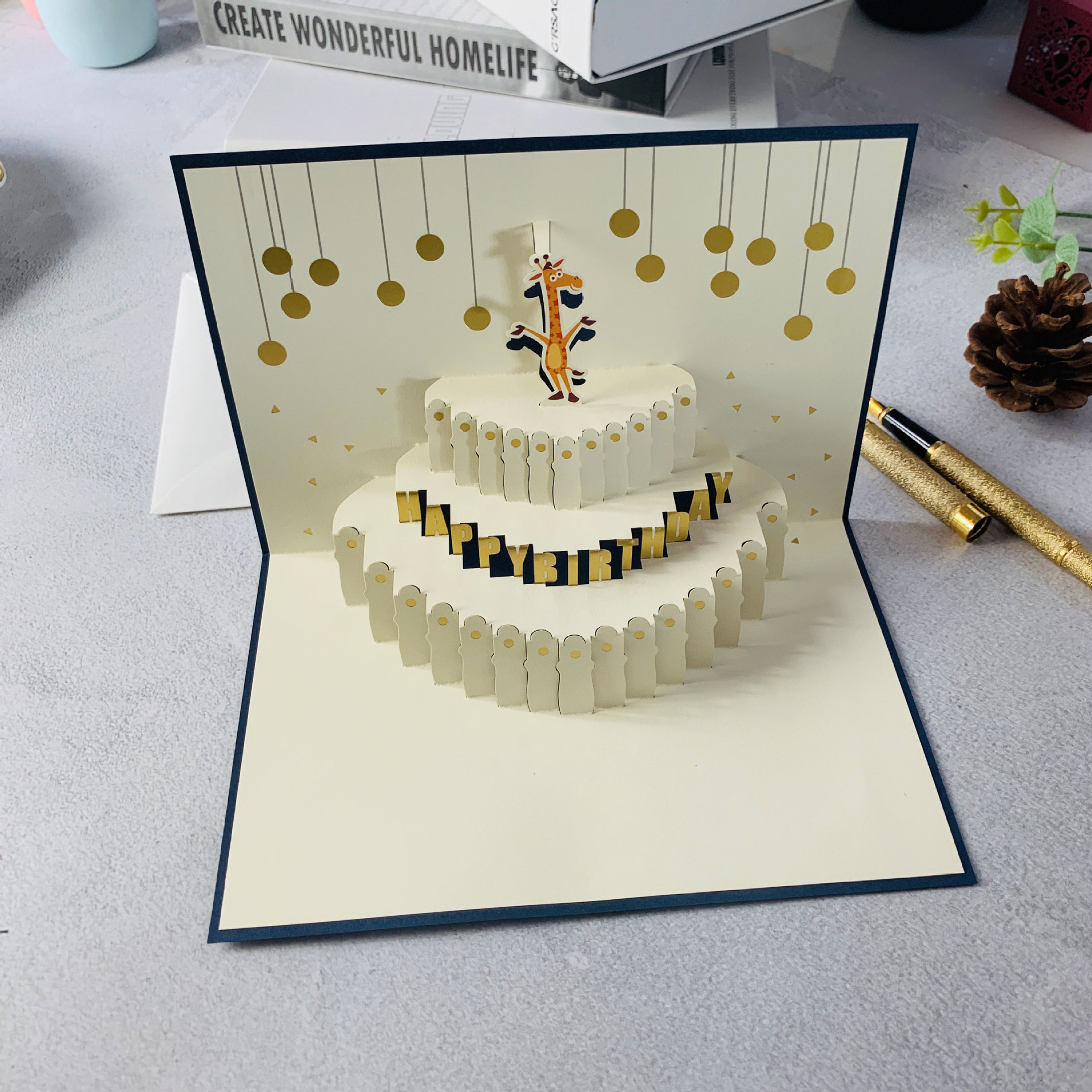 3d立体烫金生日贺卡激光镂空定制请柬婚礼喜帖