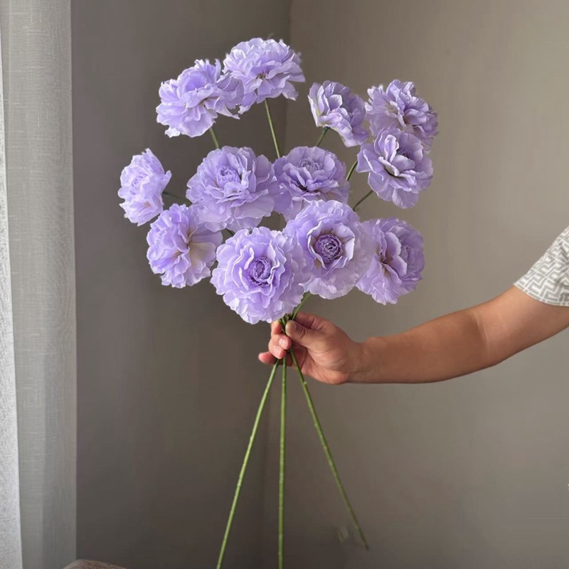 跨境爆款仿真4头露莲花品质货源头工厂批发仿真花婚庆批发软装