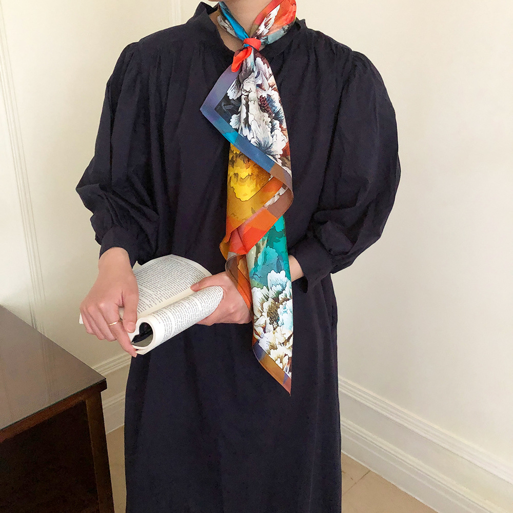 春季丝巾 真丝丝巾高档65cm中方巾送妈妈礼品真丝围巾女丝巾批