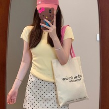 韩版慵懒风字母帆布包包女2024新款布袋单肩包大容量学生通勤包包
