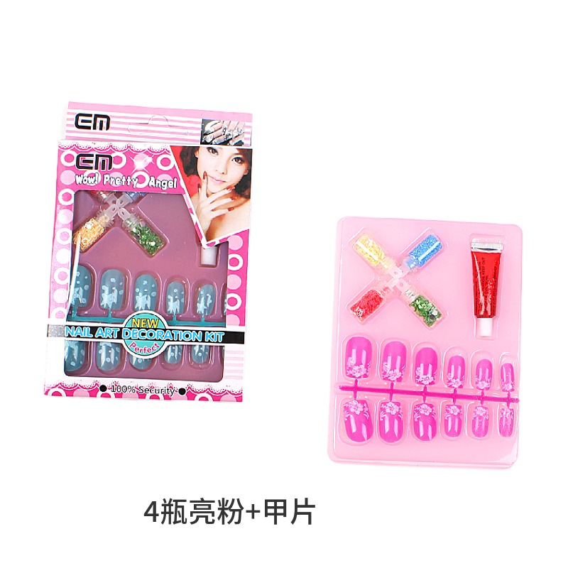 Children's nail enhancement set, finished nail patches, false eyelashes, false nails, bright pink patches, net red jewel
