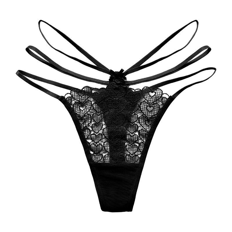 Heart-Shaped Lace Comfortable Breathable Underwear French Style Sexy T-Shaped Panties Sexy plus Size Thin Bow Women's T-Back