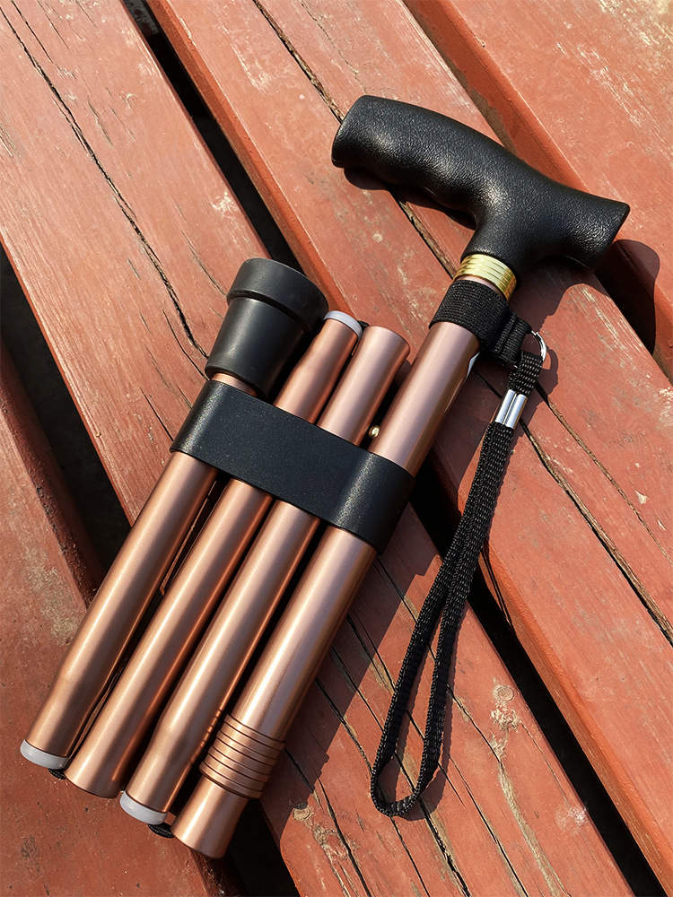 日本折叠拐杖超轻老人手杖老年防滑铝合金拐棍伸缩轻便登山扙