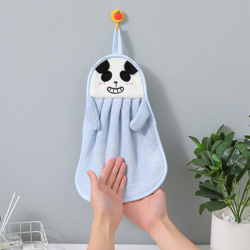 Coral Fleece Hand Towel Kitchen Bathroom Hand Washing Hand Cleaning Cloth Cute Child Absorbent Hanging Hand Towel
