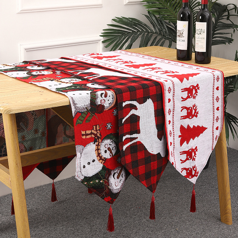 Christmas Decorations Knitted Fabric Table Runner Creative Christmas Table Runner Dining Table Santa Claus Decoration Home Dress up