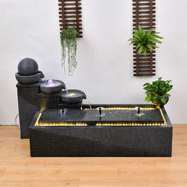 欧式现代流水喷泉摆件酒店客厅招财加湿水景办公室简约鱼池装饰品